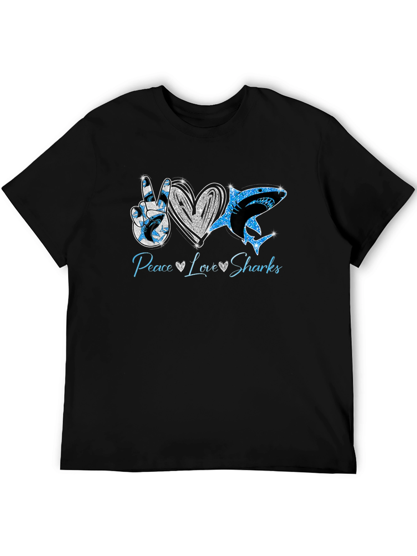 Peace Love Sharks Graphic T-Shirt