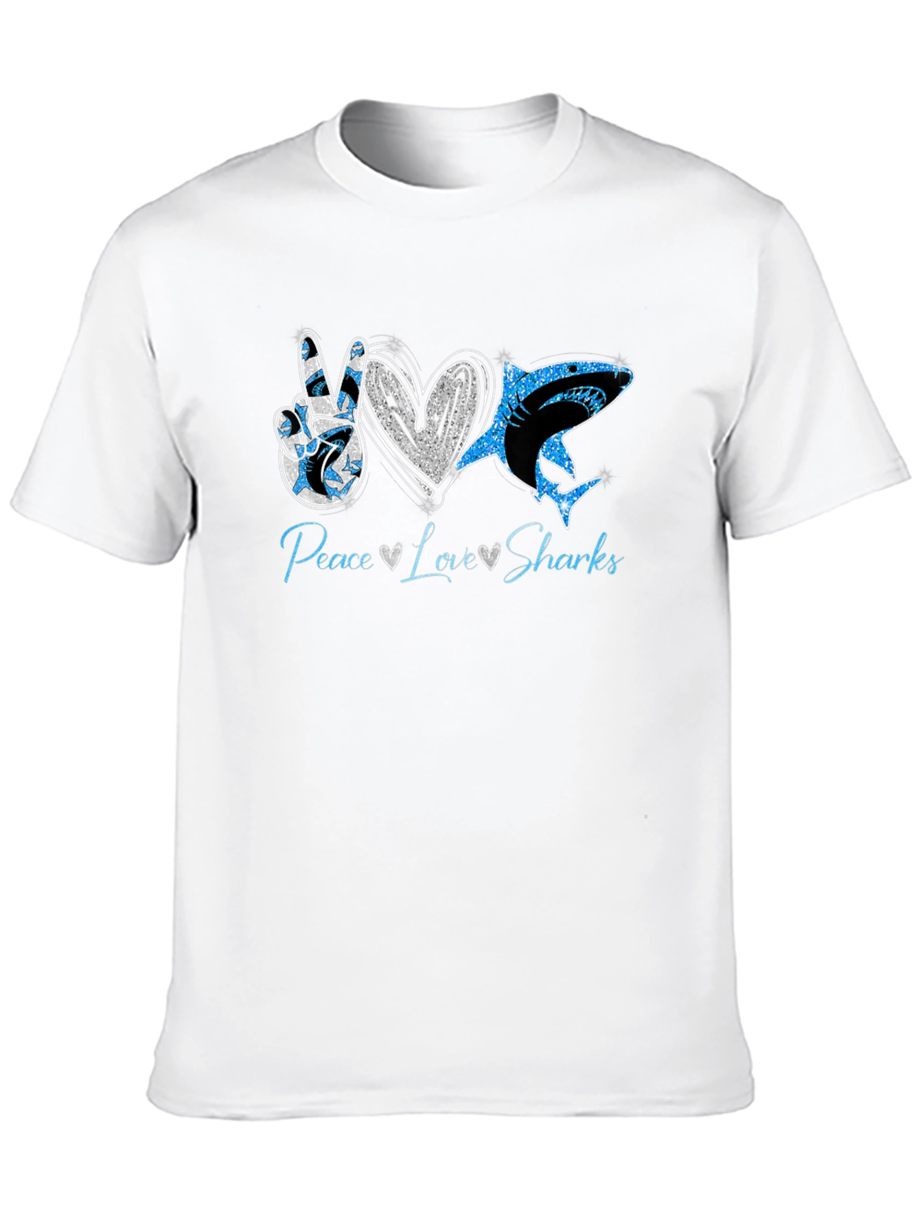 Peace Love Sharks Graphic T-Shirt