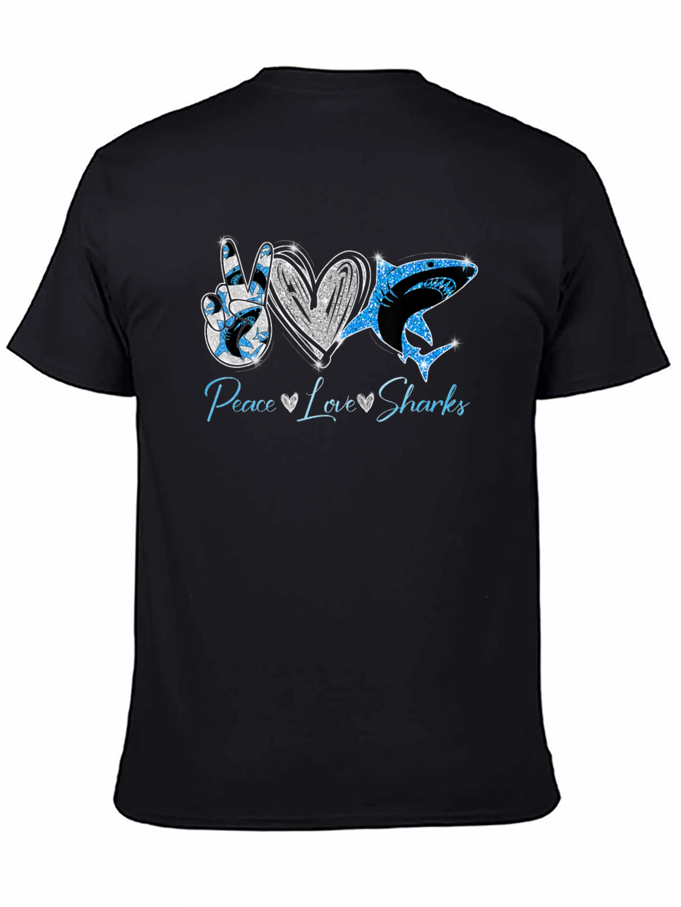 Peace Love Sharks Graphic T-Shirt
