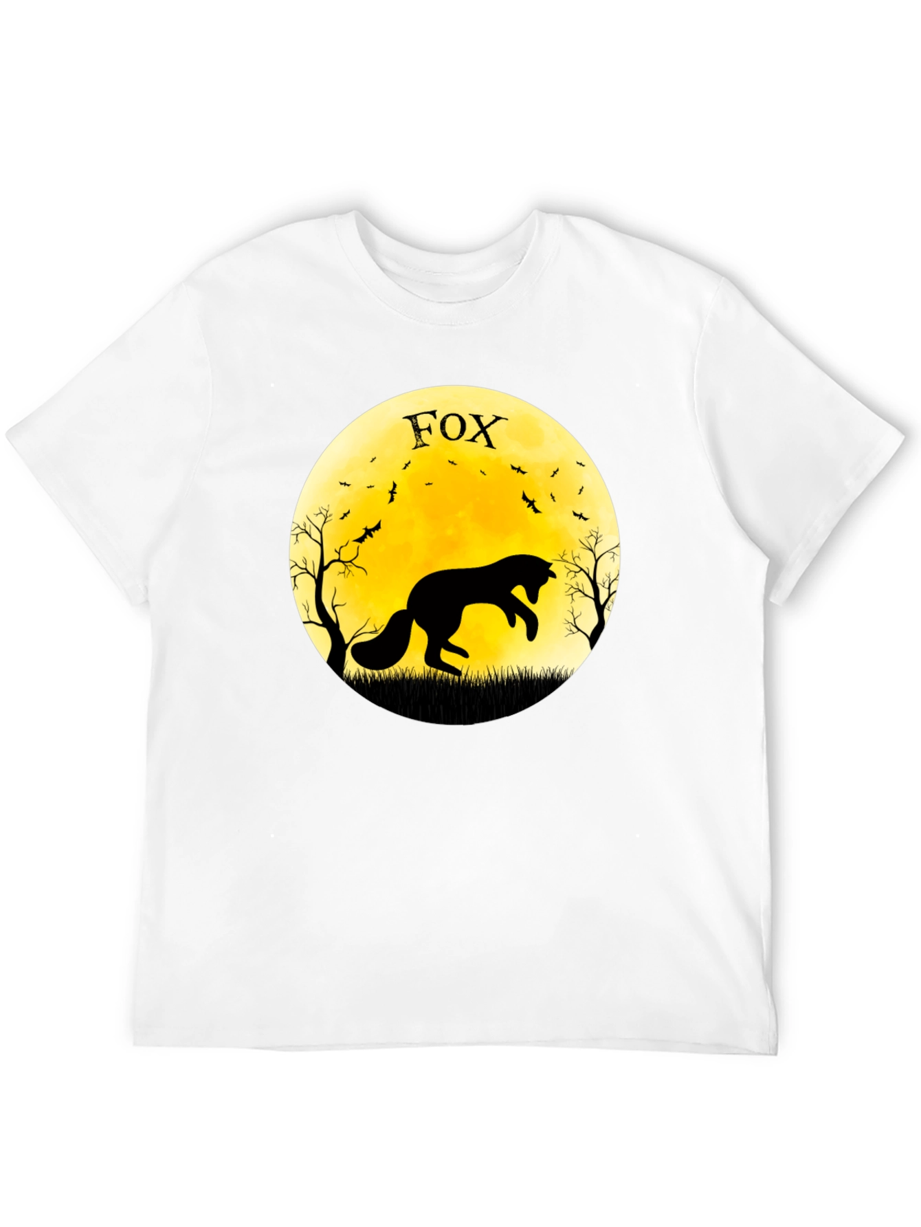Fox Moon Graphic T-Shirt - Black
