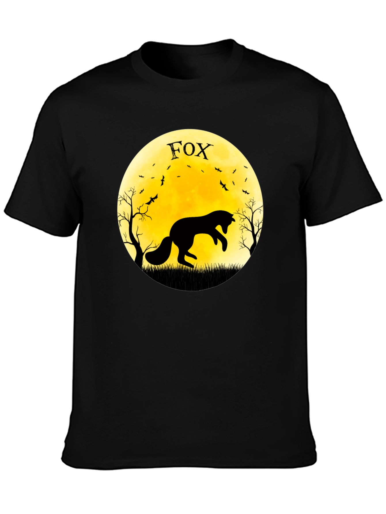 Fox Moon Graphic T-Shirt - Black