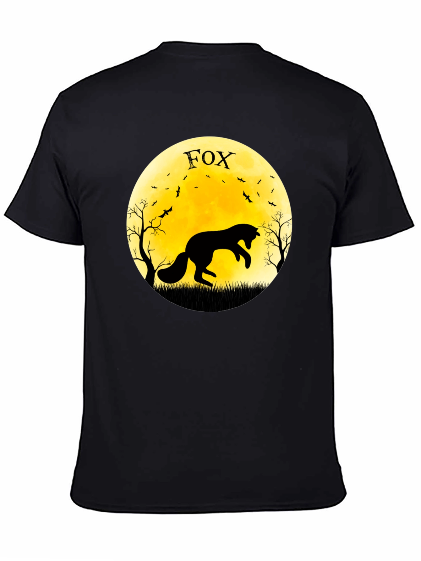 Fox Moon Graphic T-Shirt - Black