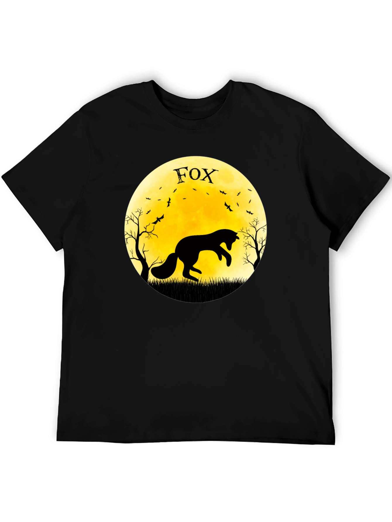 Fox Moon Graphic T-Shirt - Black