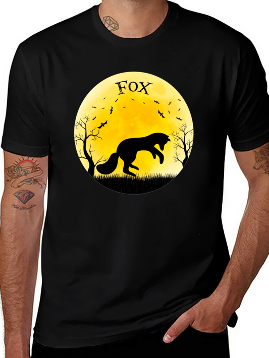 Fox Moon Graphic T-Shirt - Black
