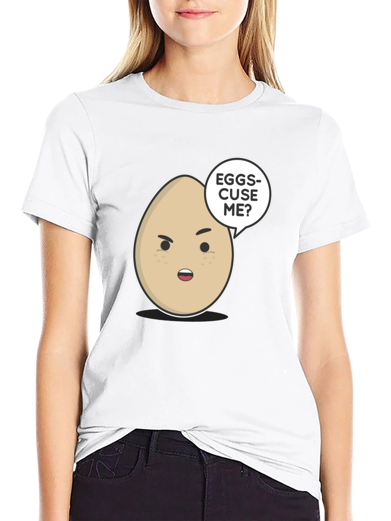 Eggs-cuse Me? Graphic T-Shirt - Funny Egg Pun Tee