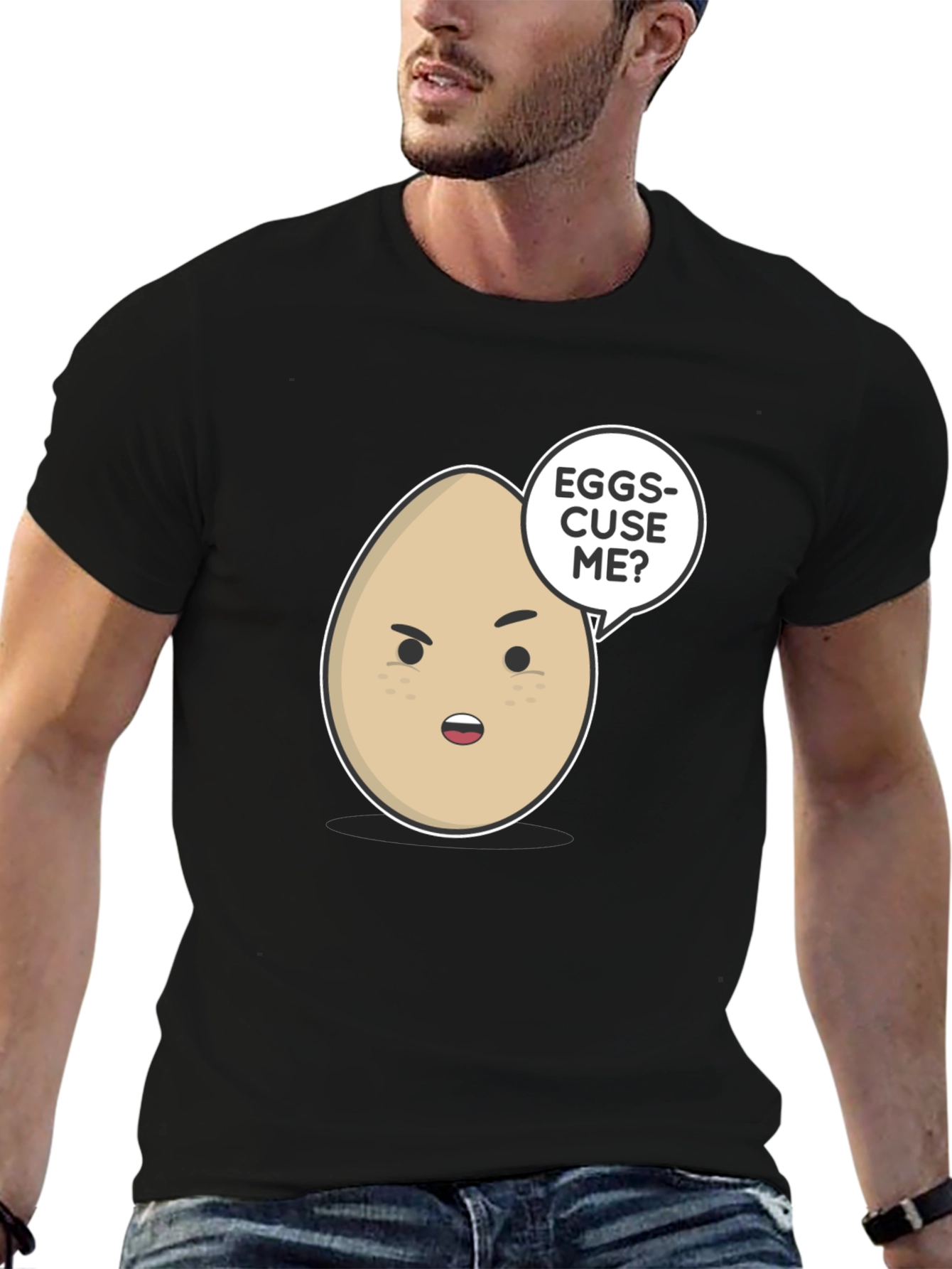 Eggs-cuse Me? Graphic T-Shirt - Funny Egg Pun Tee