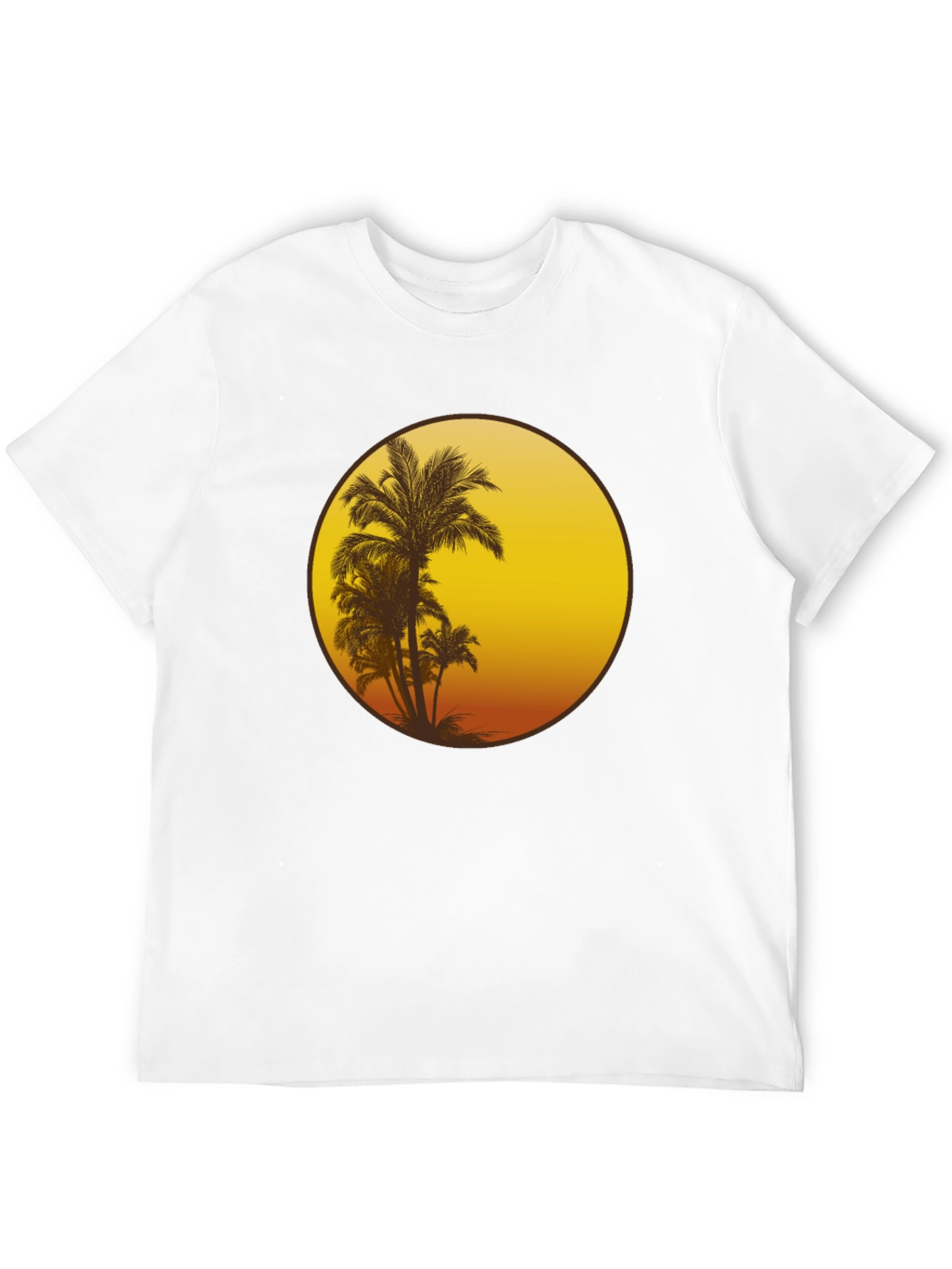 Sunset Palm Tree Graphic Tee - Black