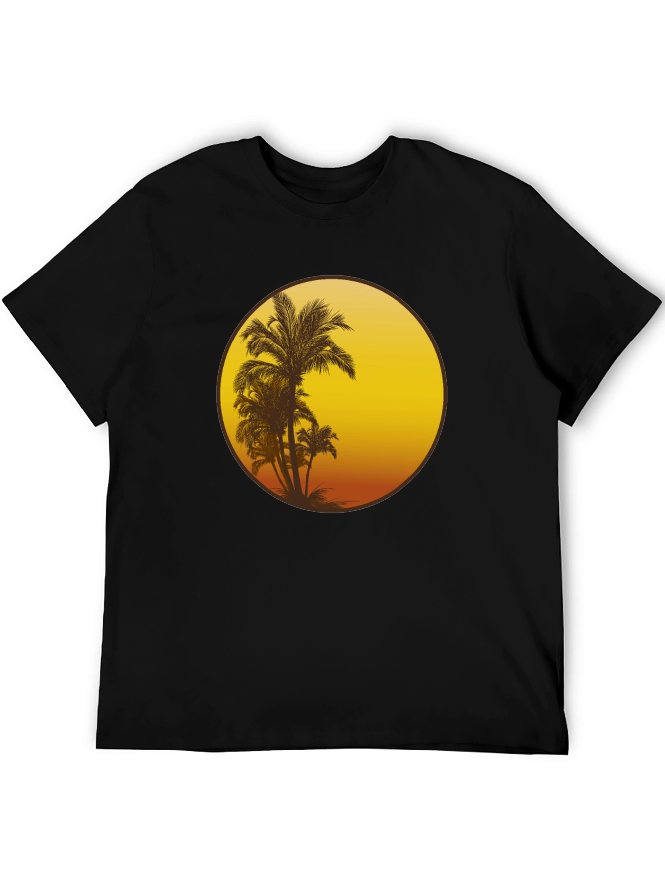 Sunset Palm Tree Graphic Tee - Black