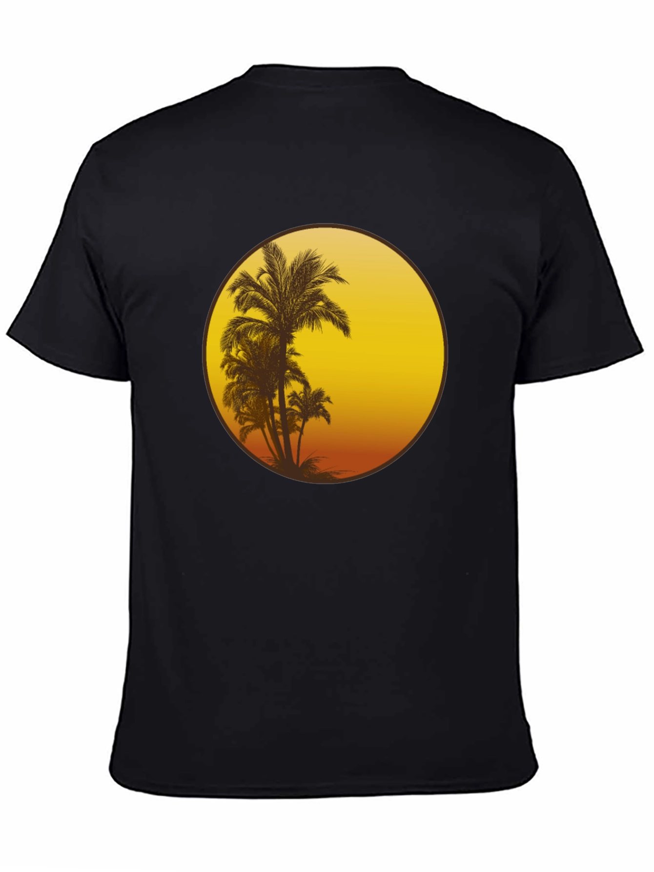 Sunset Palm Tree Graphic Tee - Black