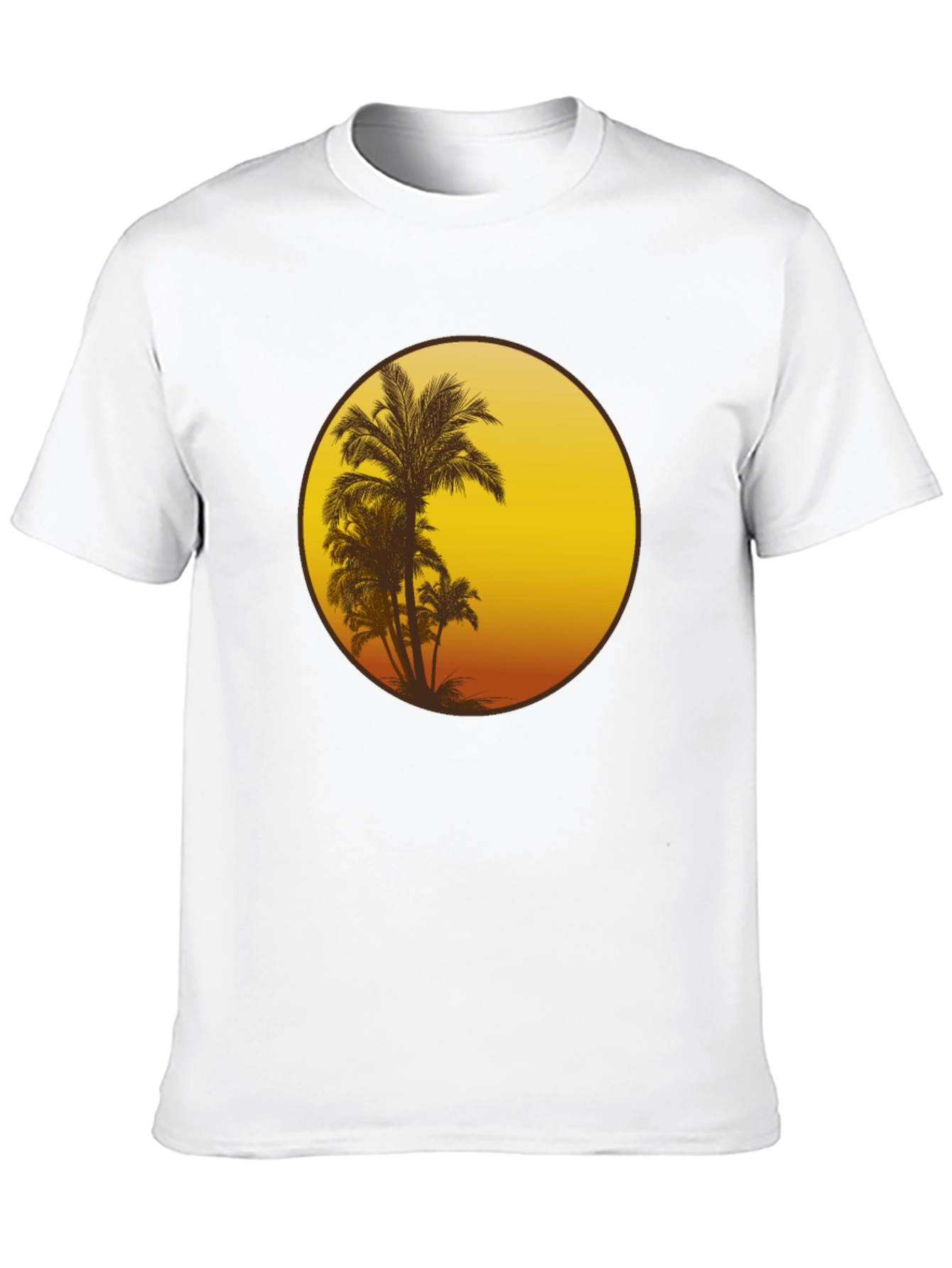 Sunset Palm Tree Graphic Tee - Black