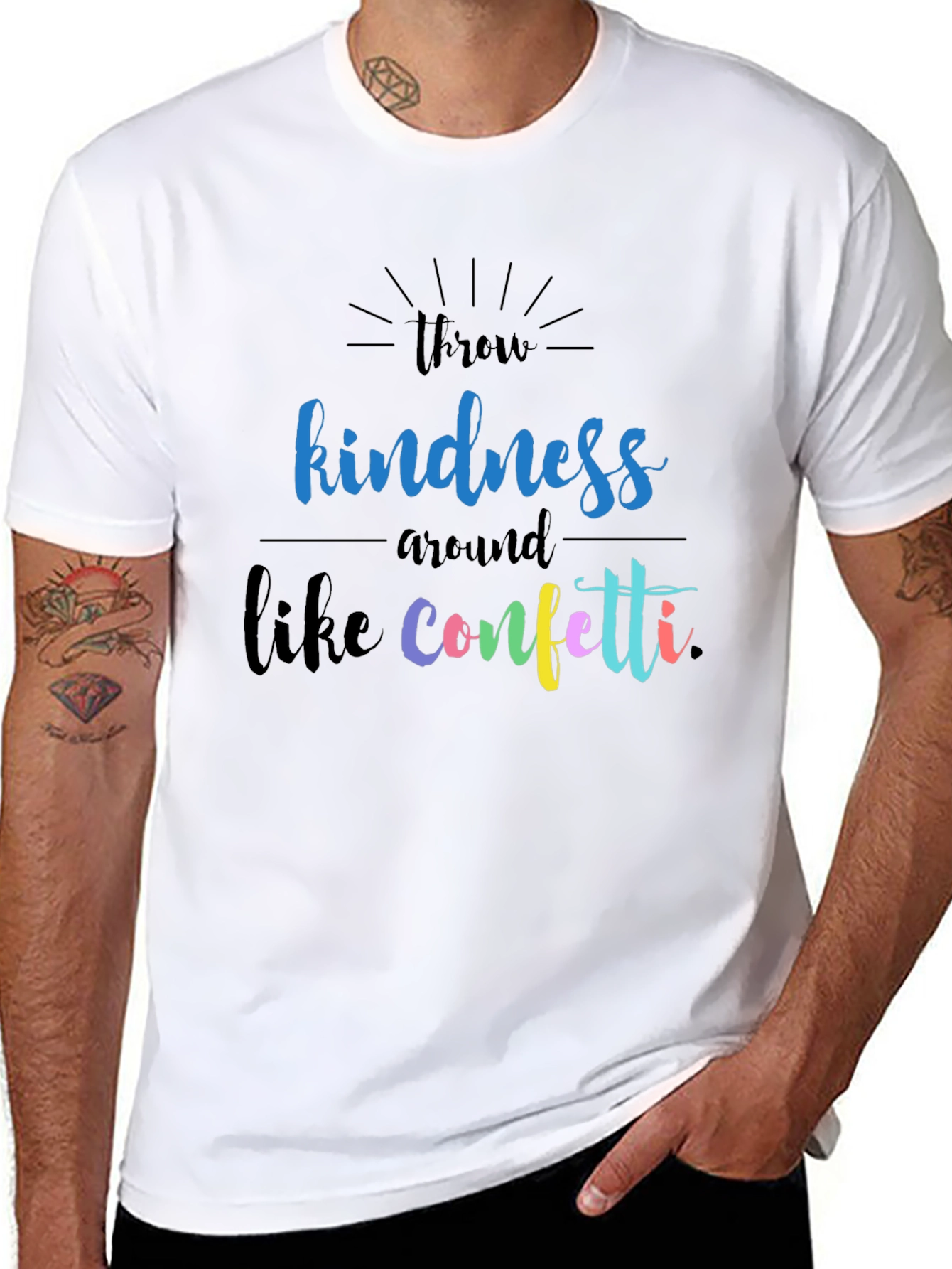 Kindness Confetti Graphic T-Shirt - Black Crew Neck