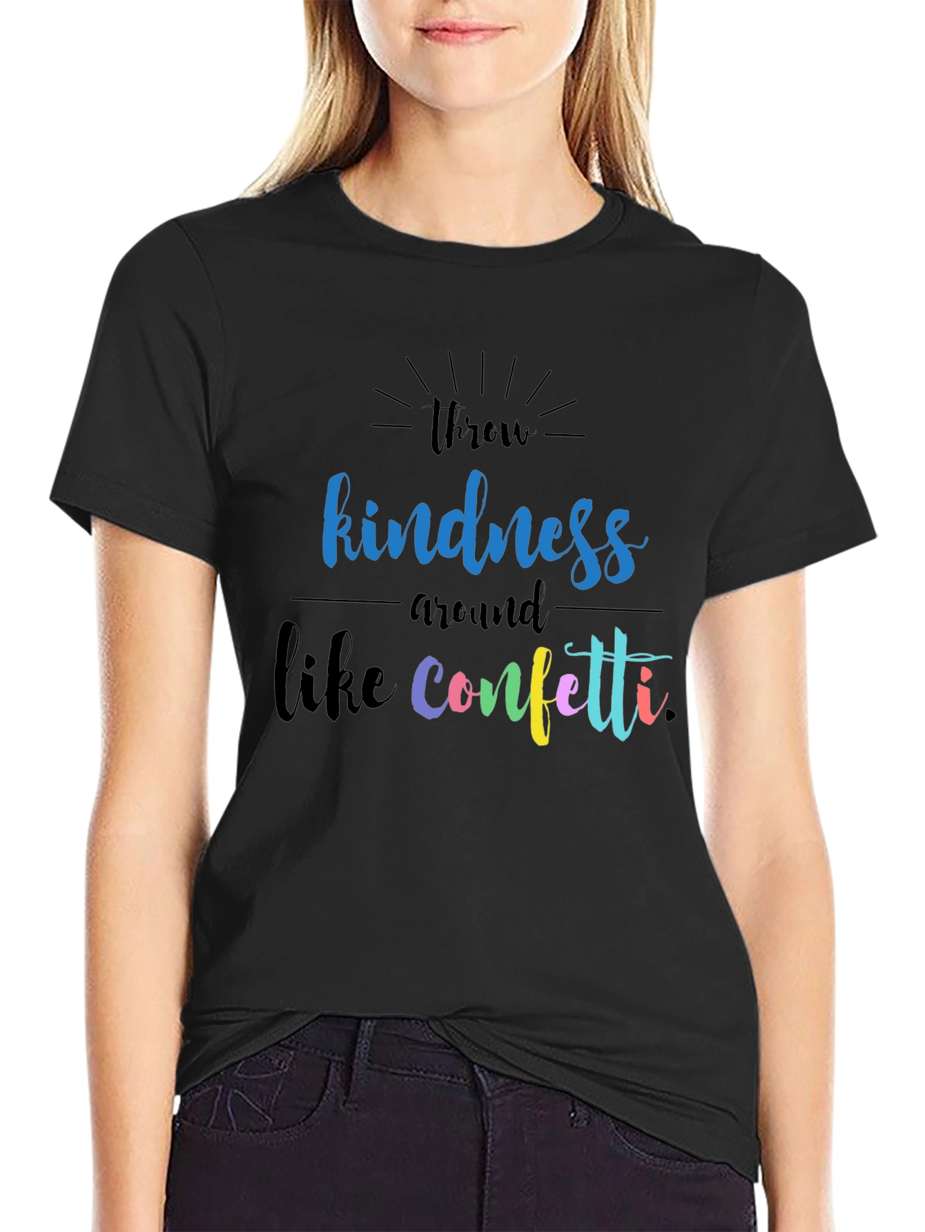 Kindness Confetti Graphic T-Shirt - Black Crew Neck