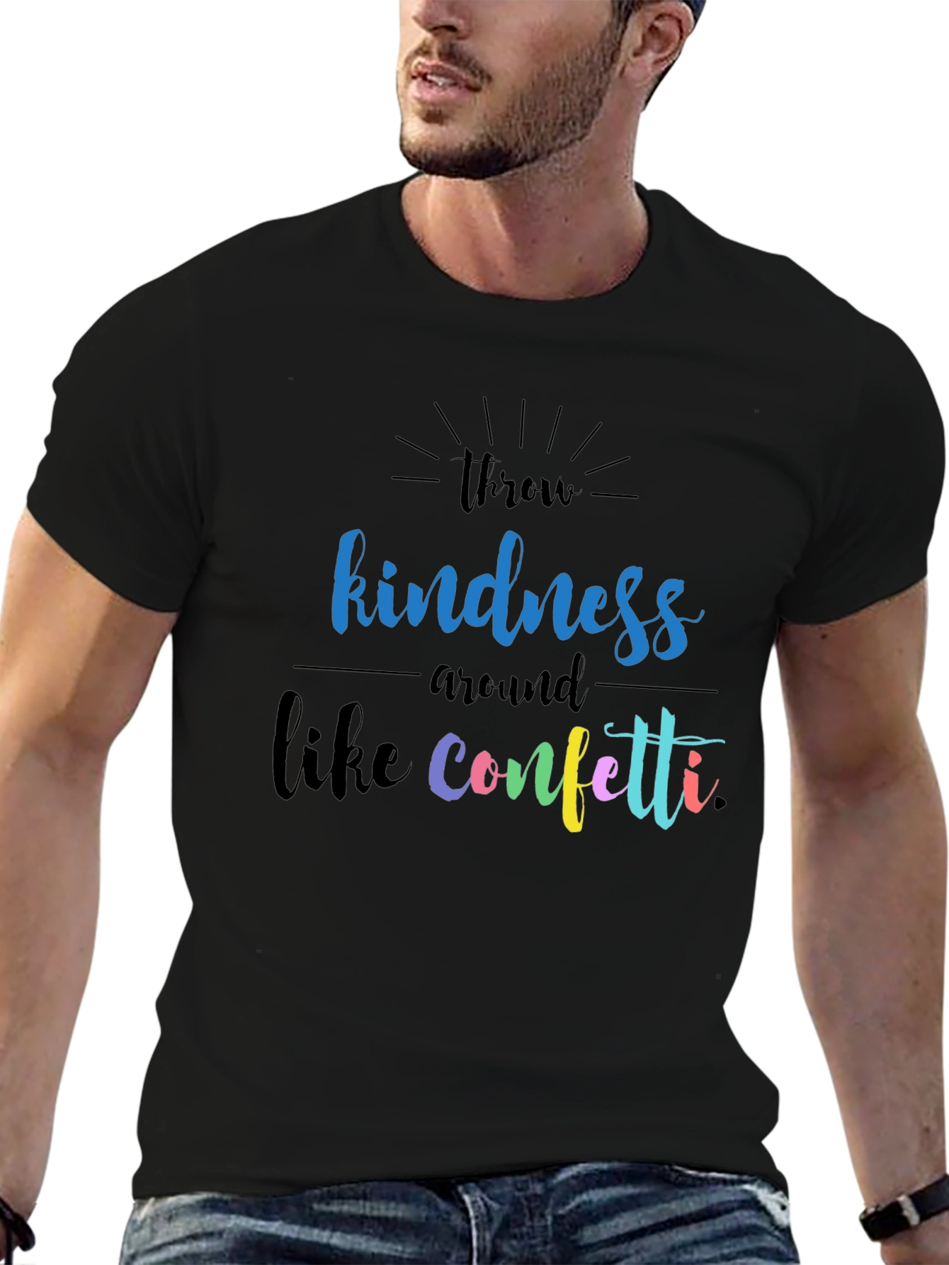 Kindness Confetti Graphic T-Shirt - Black Crew Neck