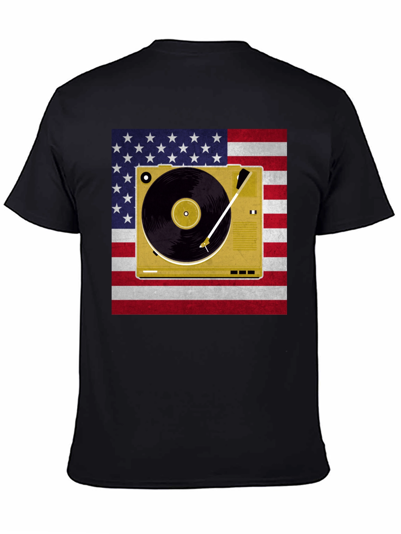 Patriotic Turntable T-Shirt - American Flag Design