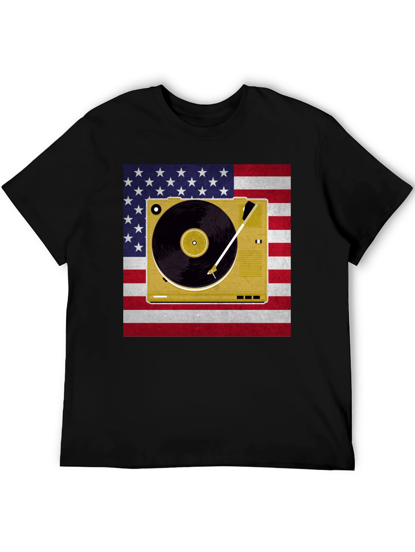 Patriotic Turntable T-Shirt - American Flag Design