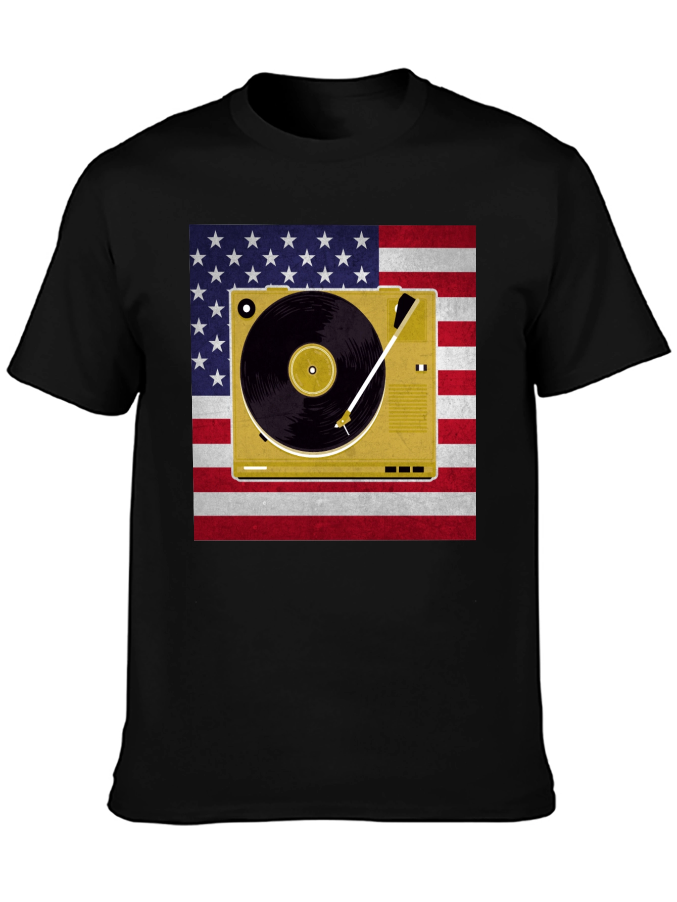 Patriotic Turntable T-Shirt - American Flag Design