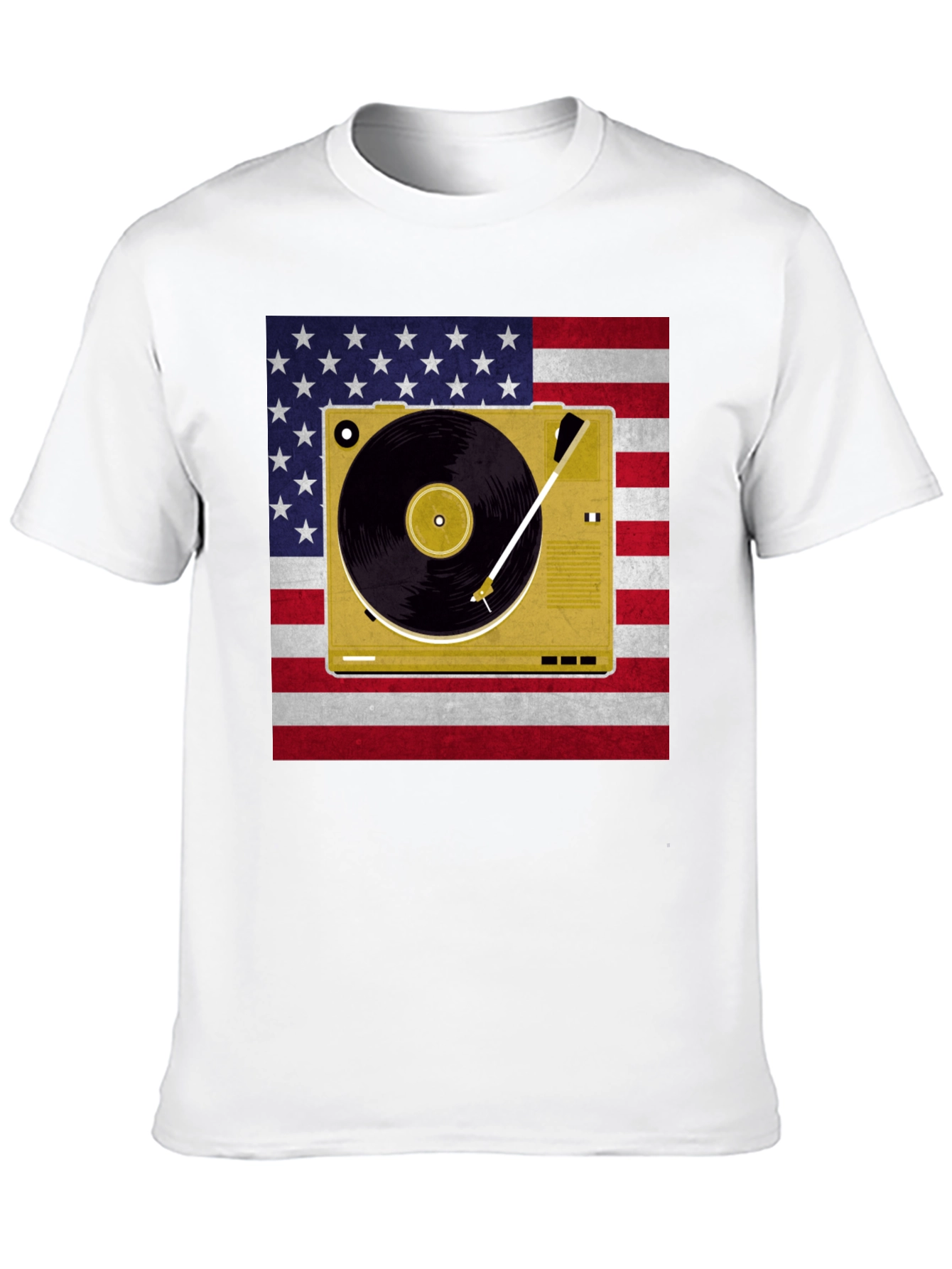 Patriotic Turntable T-Shirt - American Flag Design