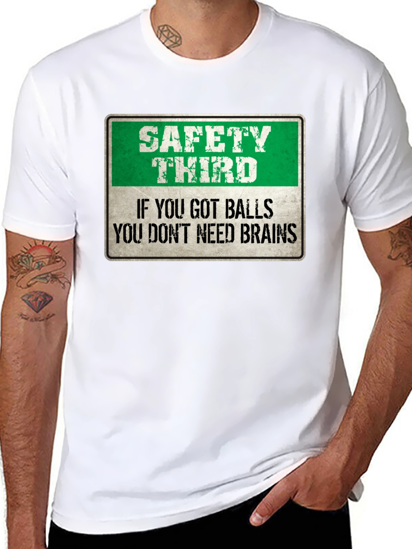 Safety Third Graphic Tee - Humorous Mens T-Shirt