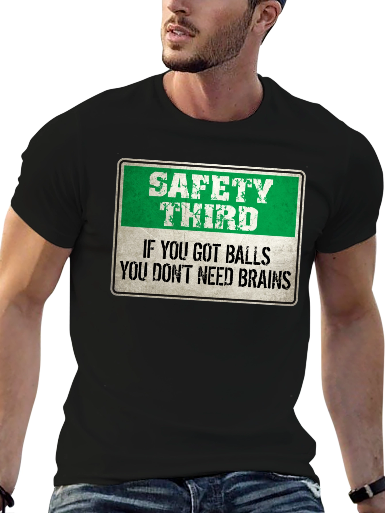 Safety Third Graphic Tee - Humorous Mens T-Shirt