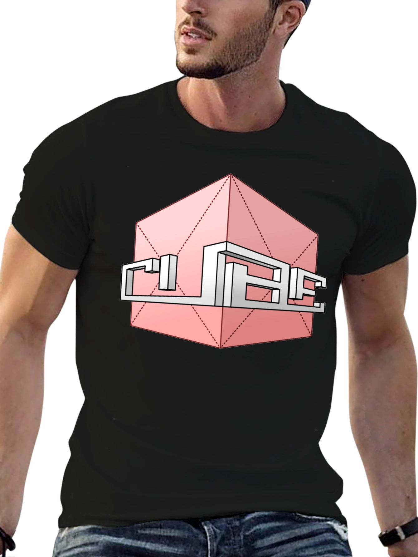 Abstract Cube Graphic Tee - Modern Style