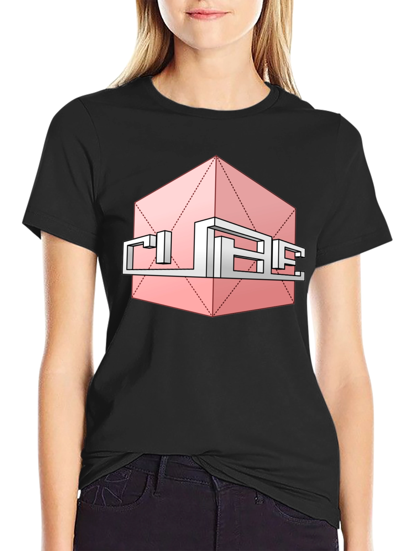 Abstract Cube Graphic Tee - Modern Style