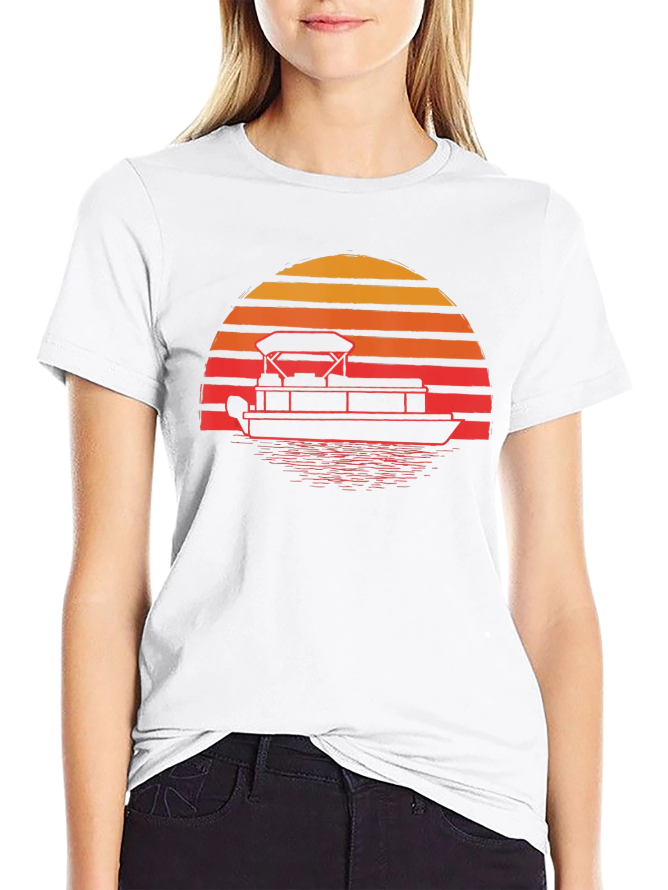 Pontoon Boat Sunset Graphic Tee