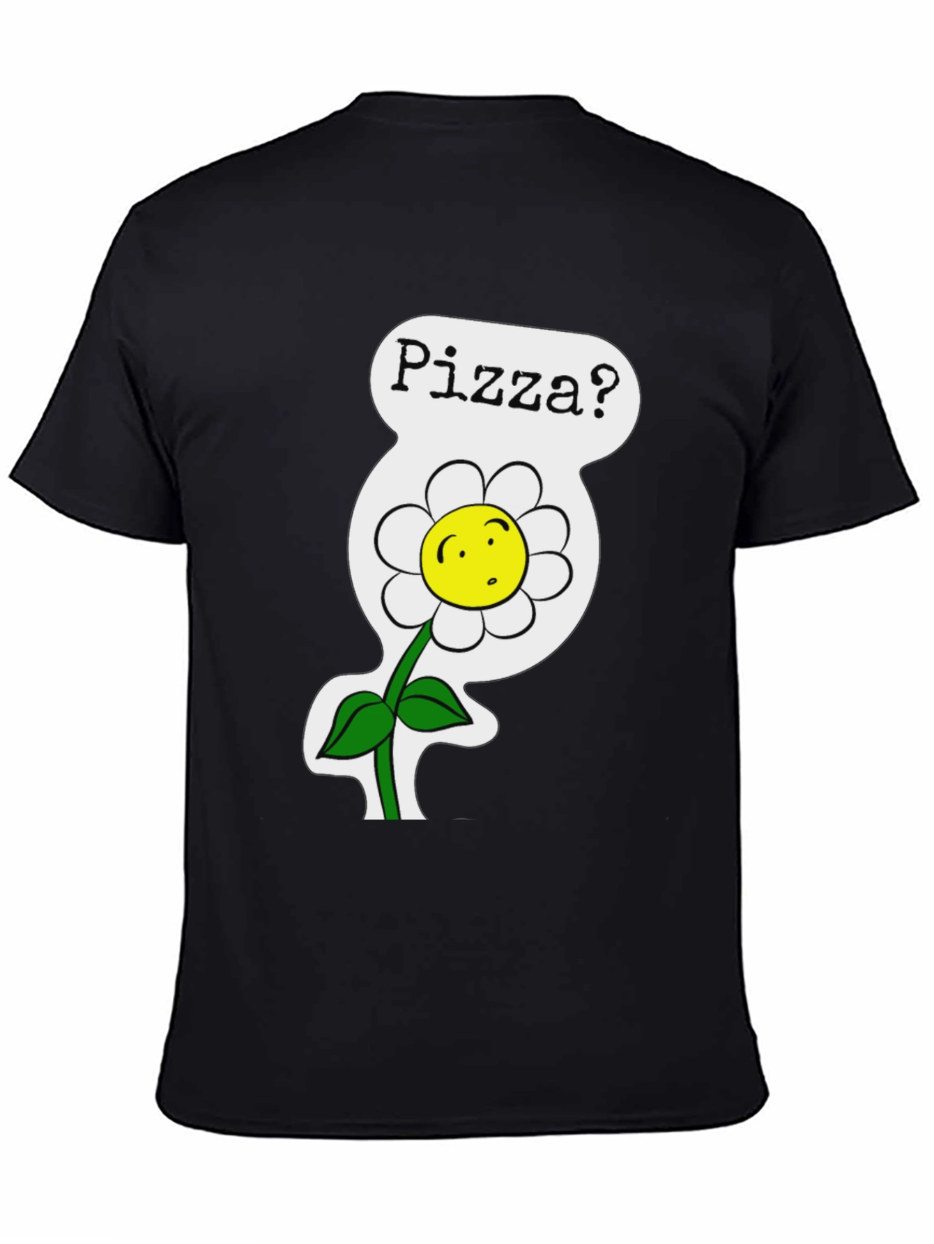 Pizza Flower Graphic Tee - Black Cotton Shirt