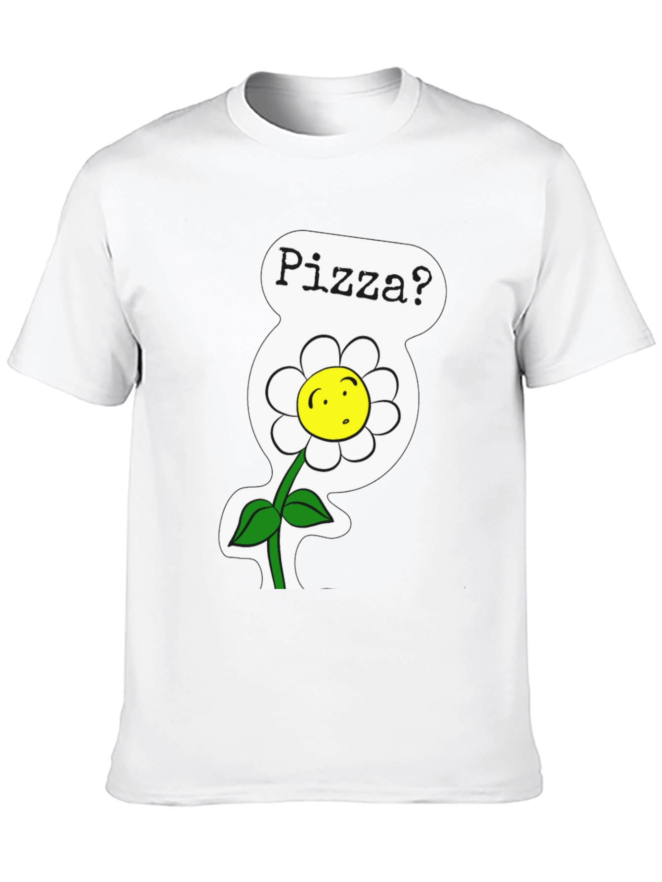 Pizza Flower Graphic Tee - Black Cotton Shirt