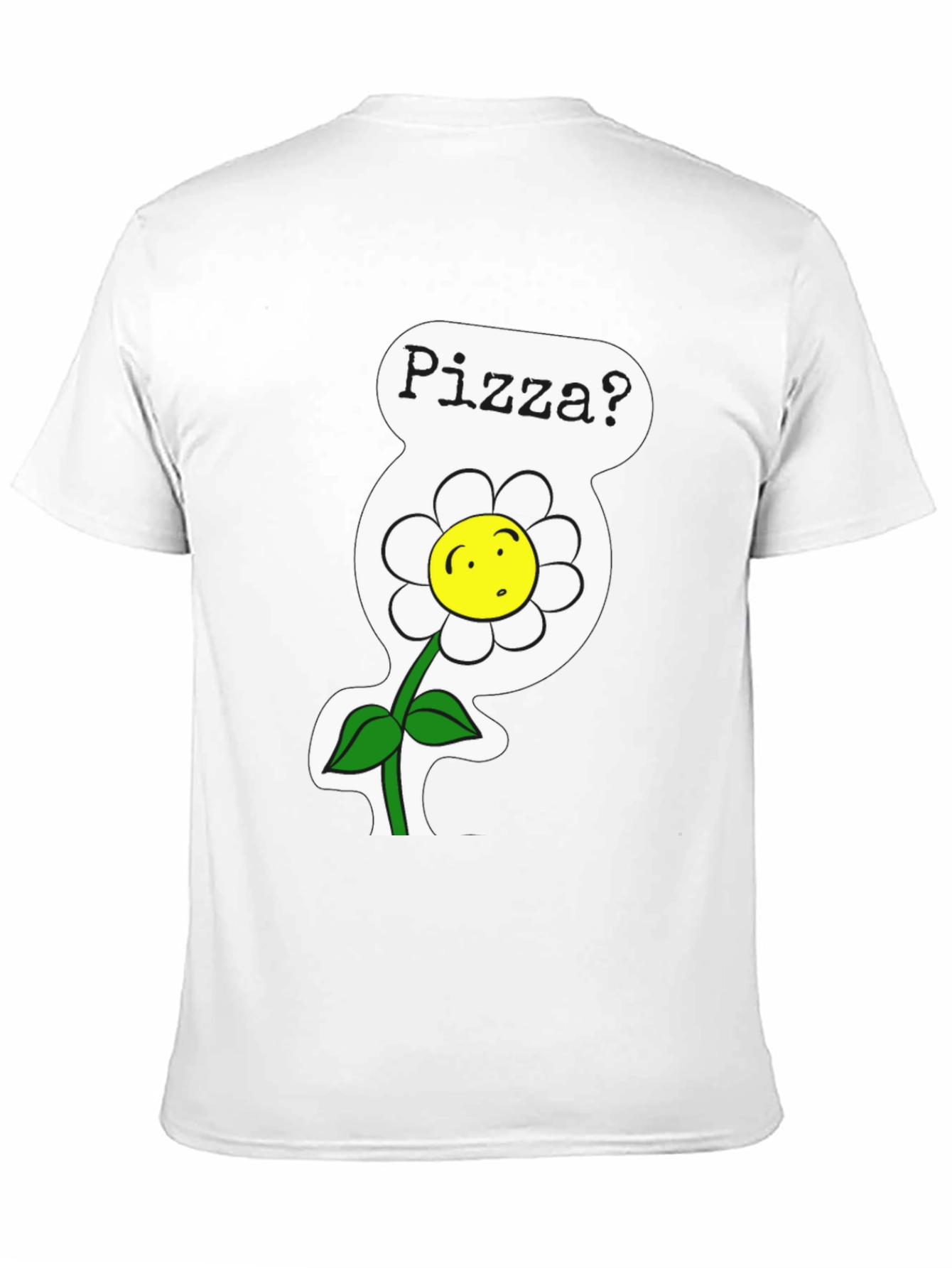 Pizza Flower Graphic Tee - Black Cotton Shirt