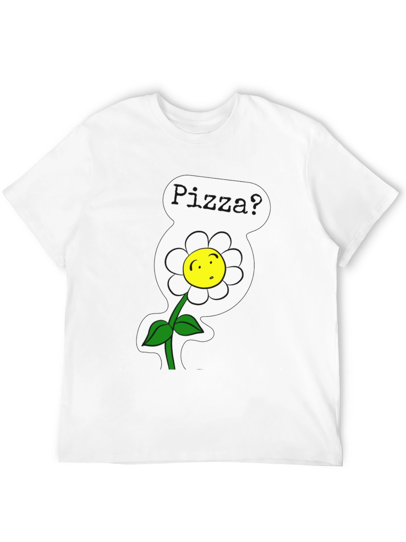 Pizza Flower Graphic Tee - Black Cotton Shirt