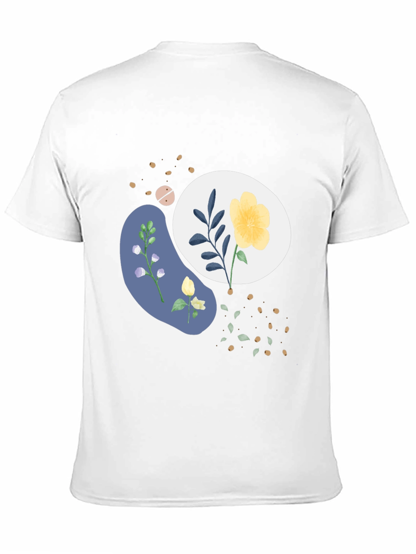 Abstract Floral Print Mens Black Tee