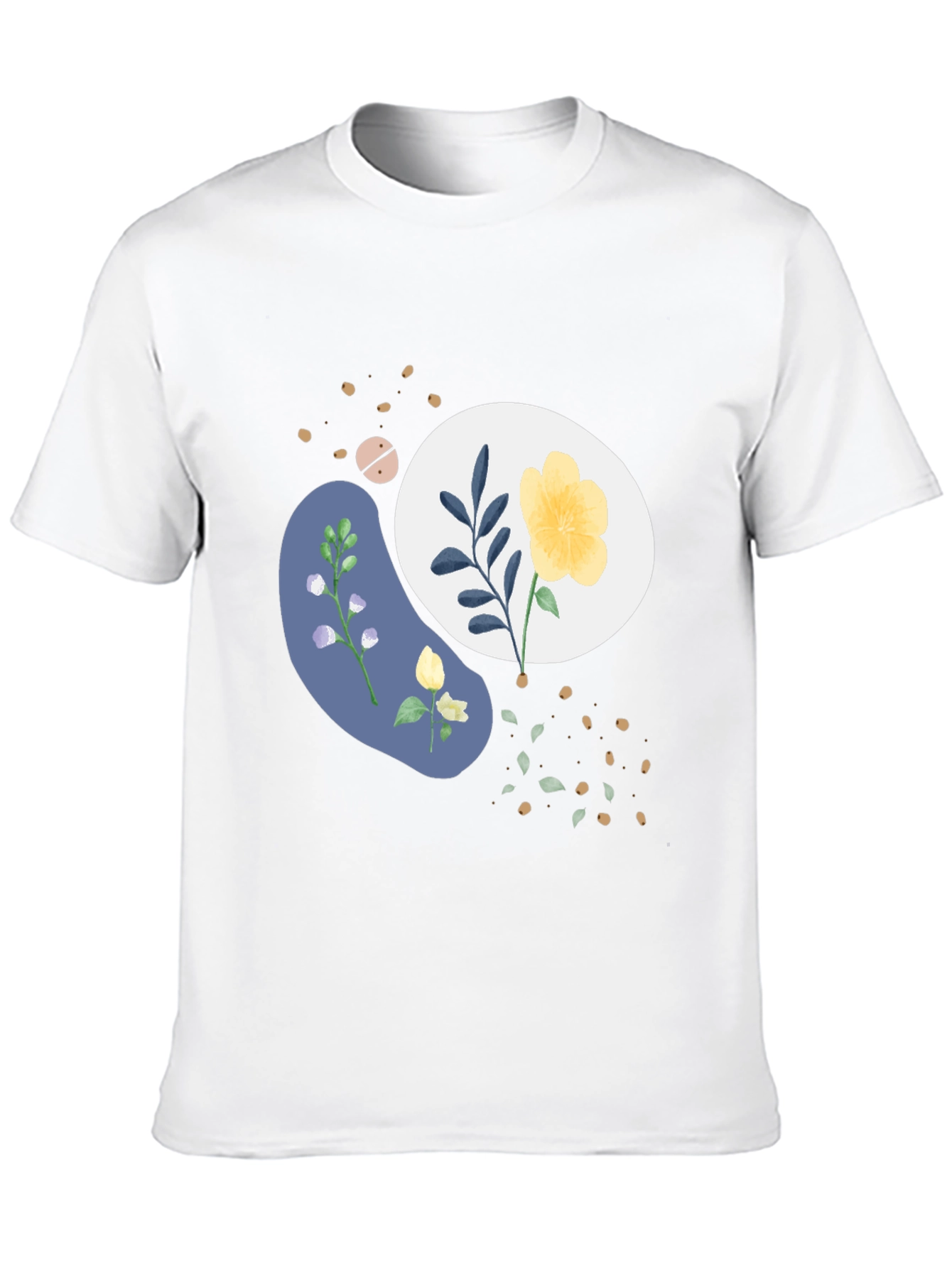 Abstract Floral Print Mens Black Tee