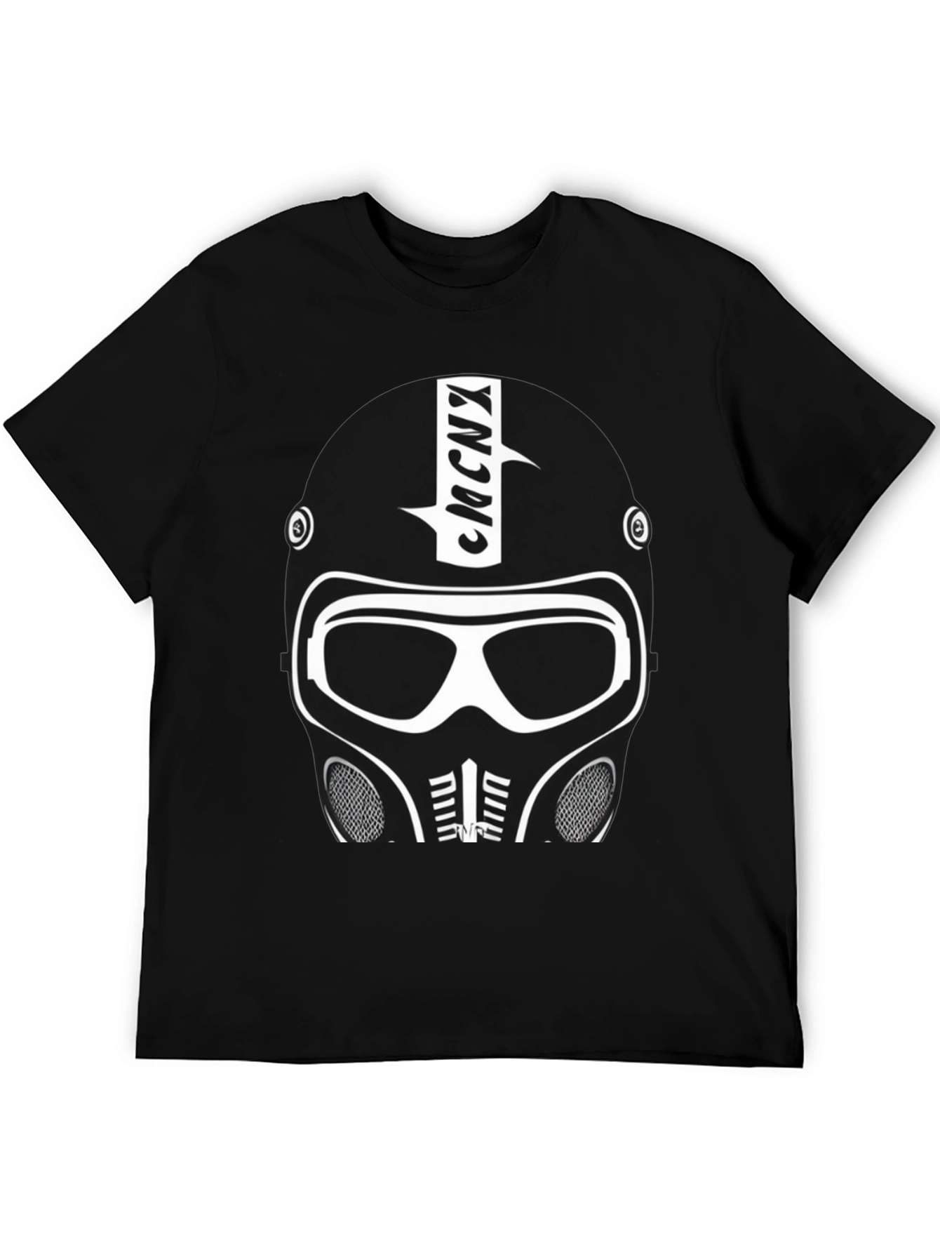 Futuristic Helmet Graphic T-Shirt - Black