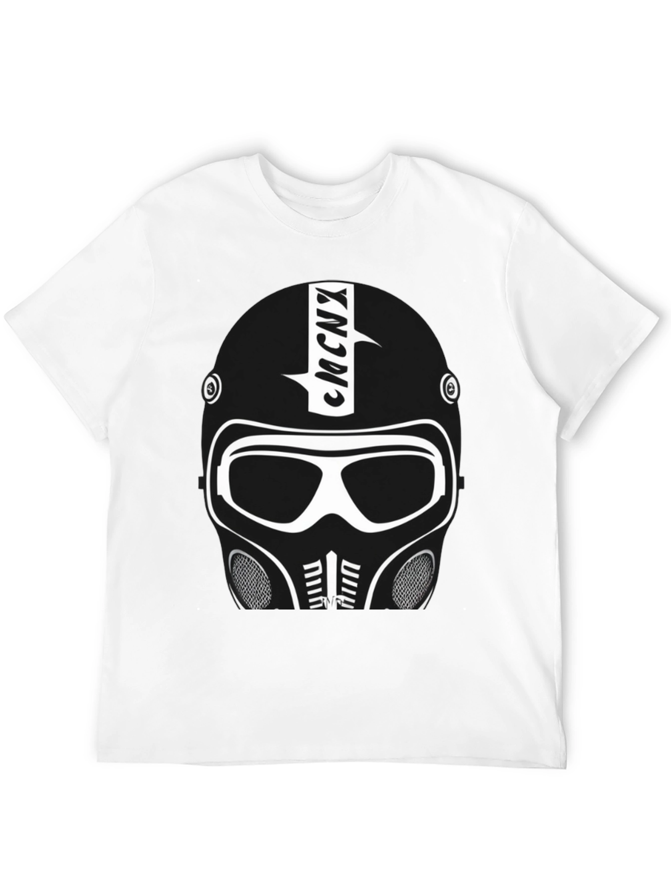 Futuristic Helmet Graphic T-Shirt - Black