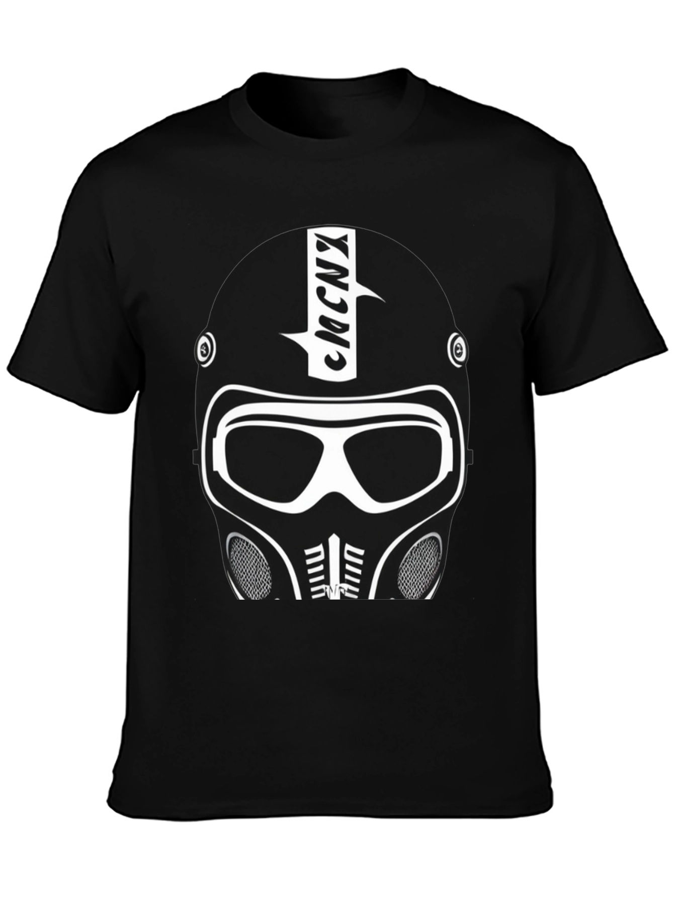 Futuristic Helmet Graphic T-Shirt - Black