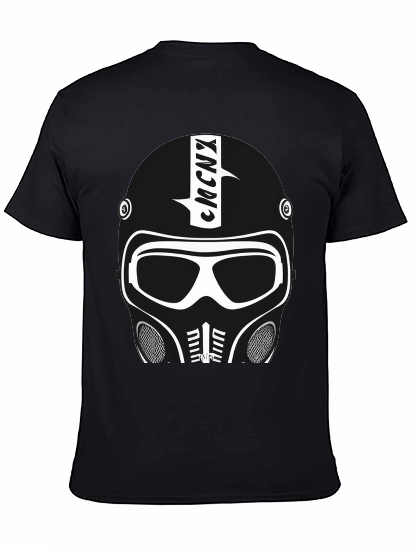 Futuristic Helmet Graphic T-Shirt - Black