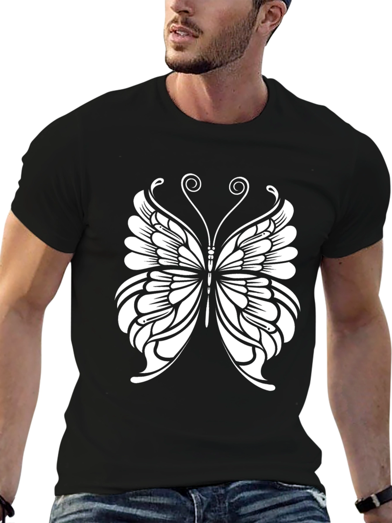 Butterfly Graphic T-Shirt - Black Cotton Tee