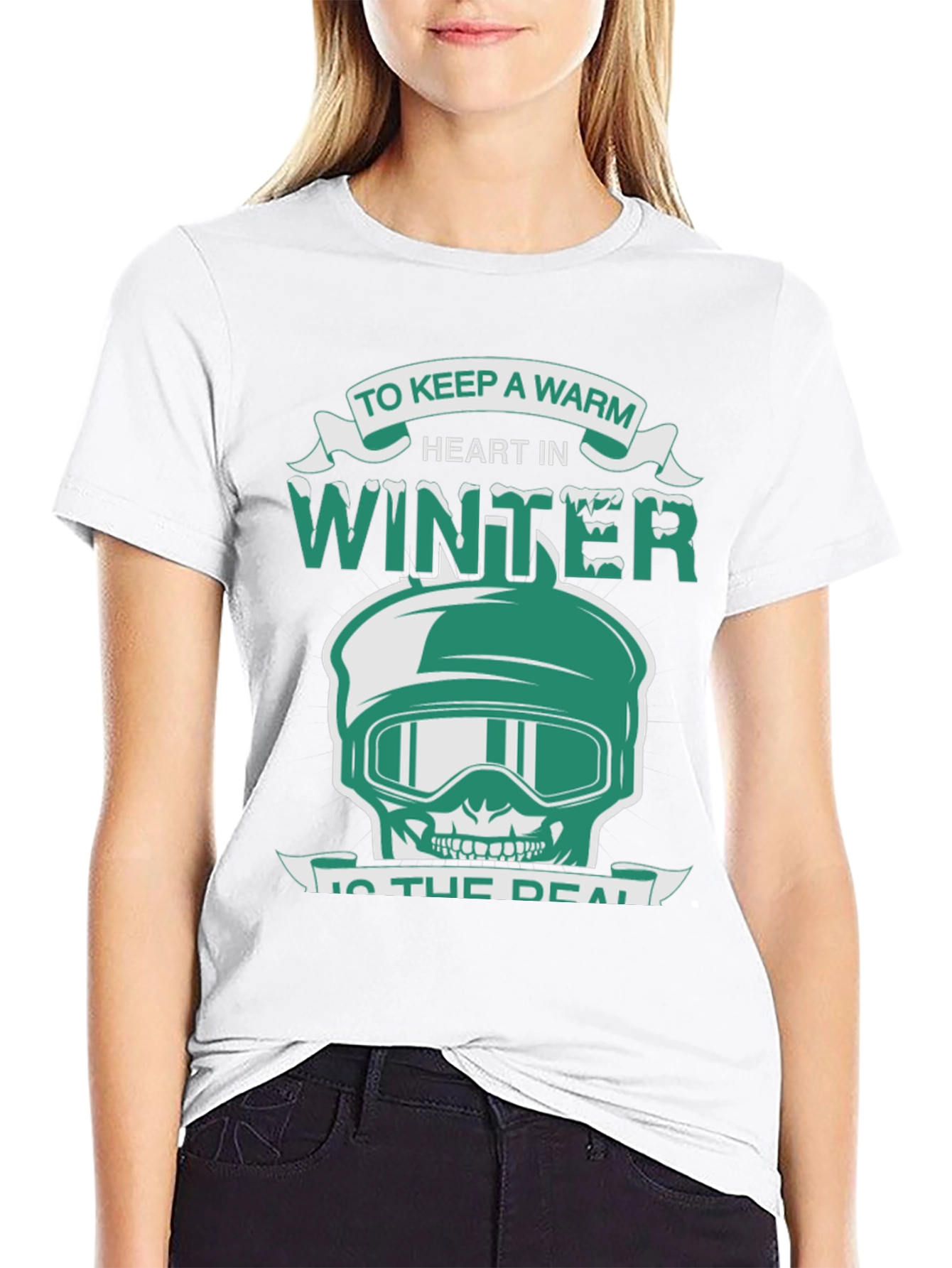 Winter Heart Skull Graphic Tee