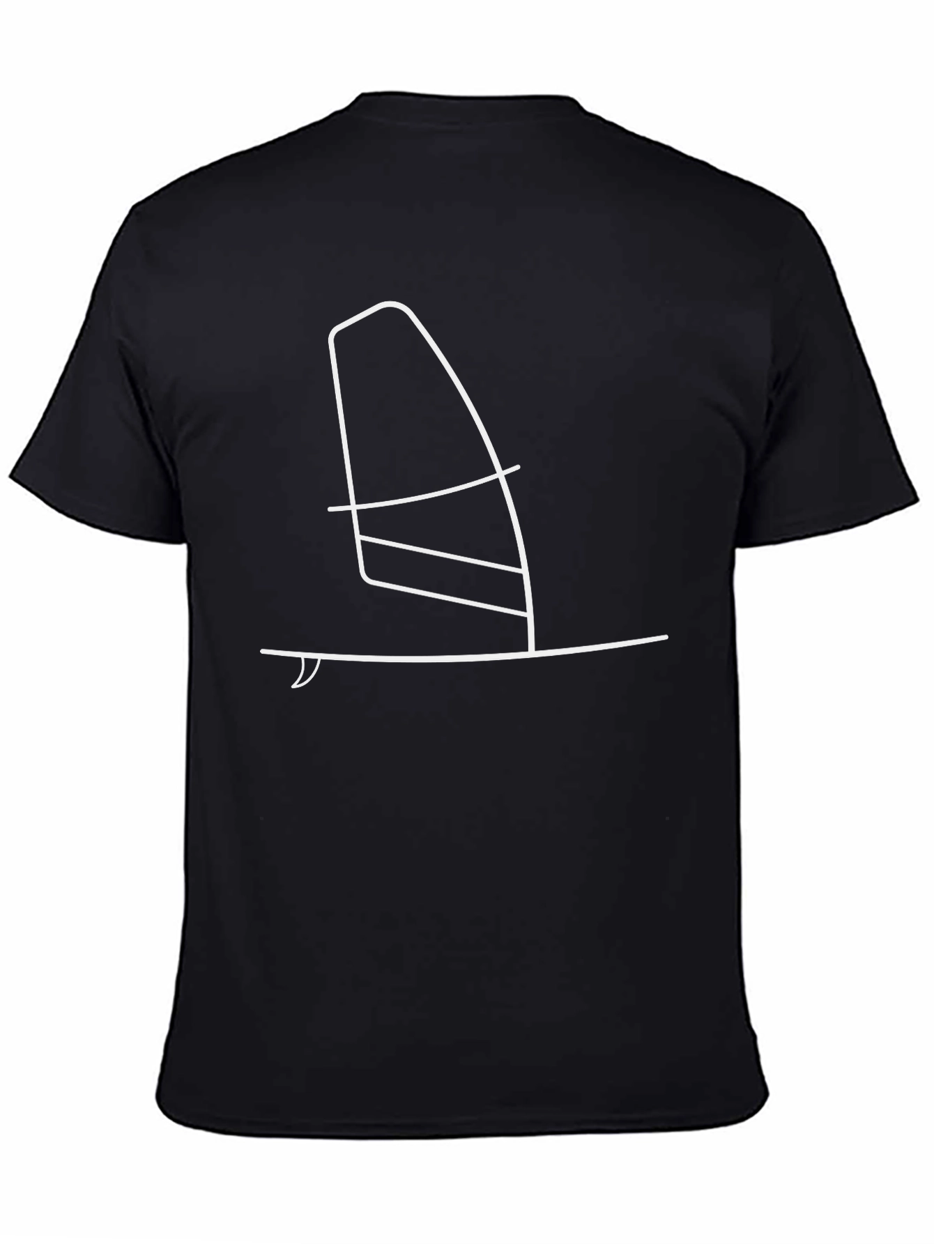 Black T-Shirt with Windsurfing Graphic