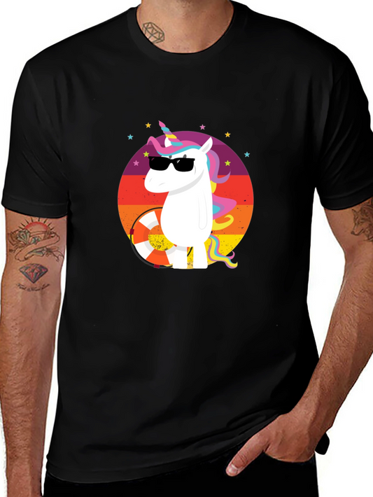 Unicorn Summer Vibes Graphic Tee - Black