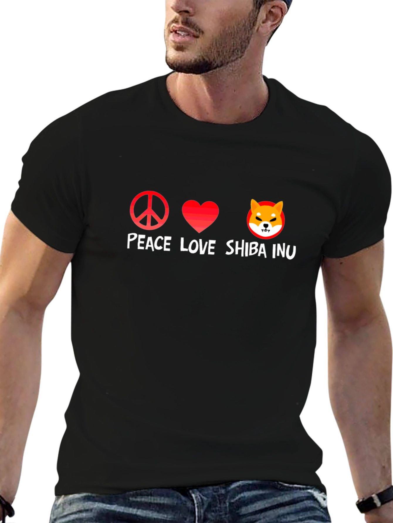 Peace Love Shiba Inu Black Graphic Tee
