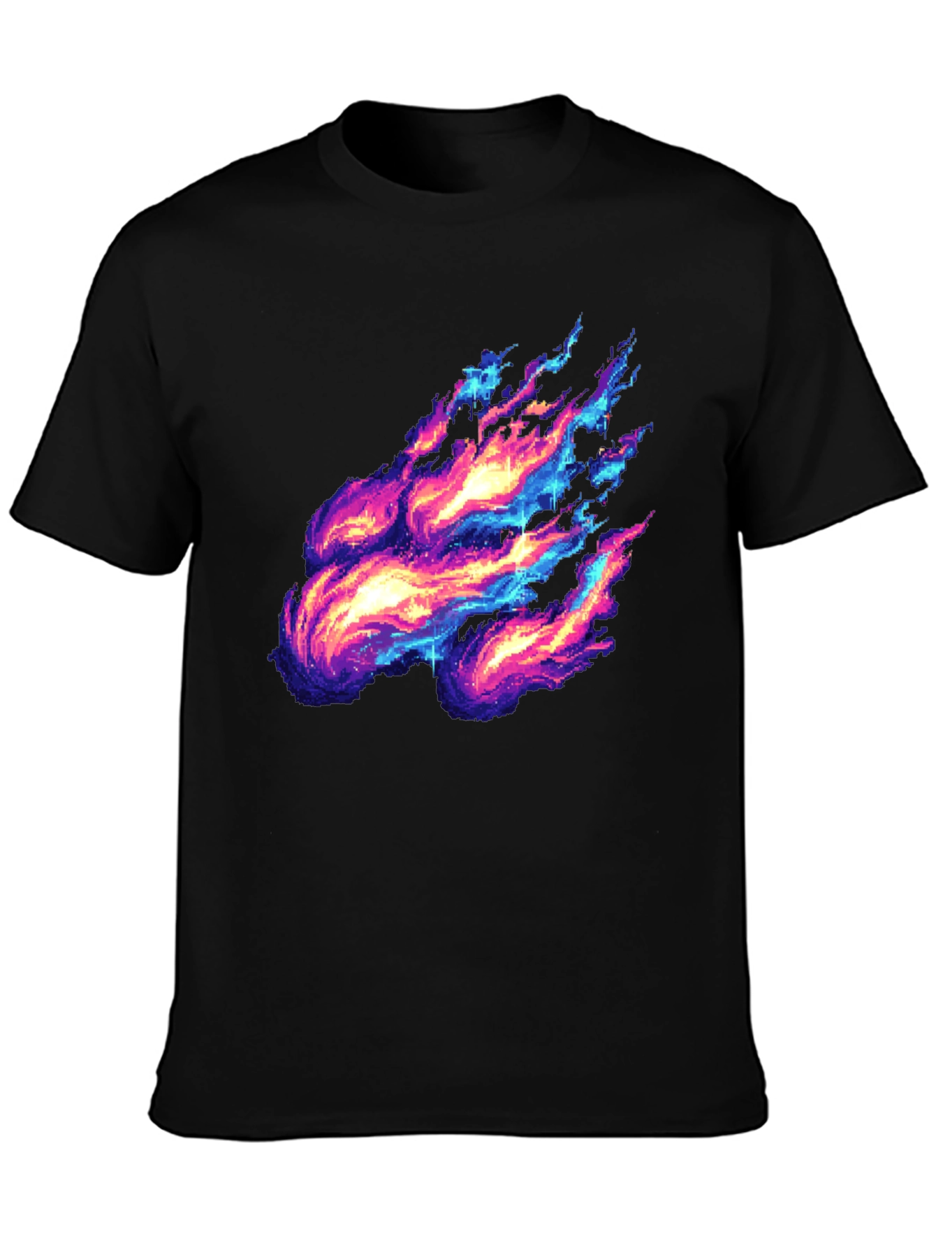 Pixelated Fire Graphic Black Tee