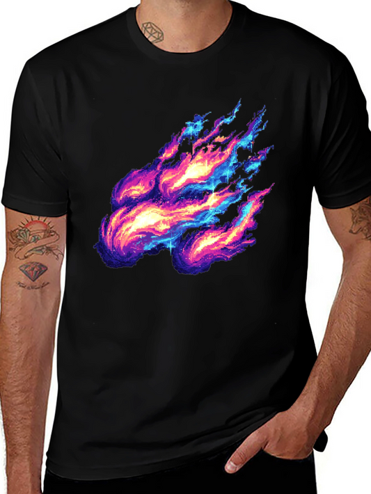 Pixelated Fire Graphic Black Tee