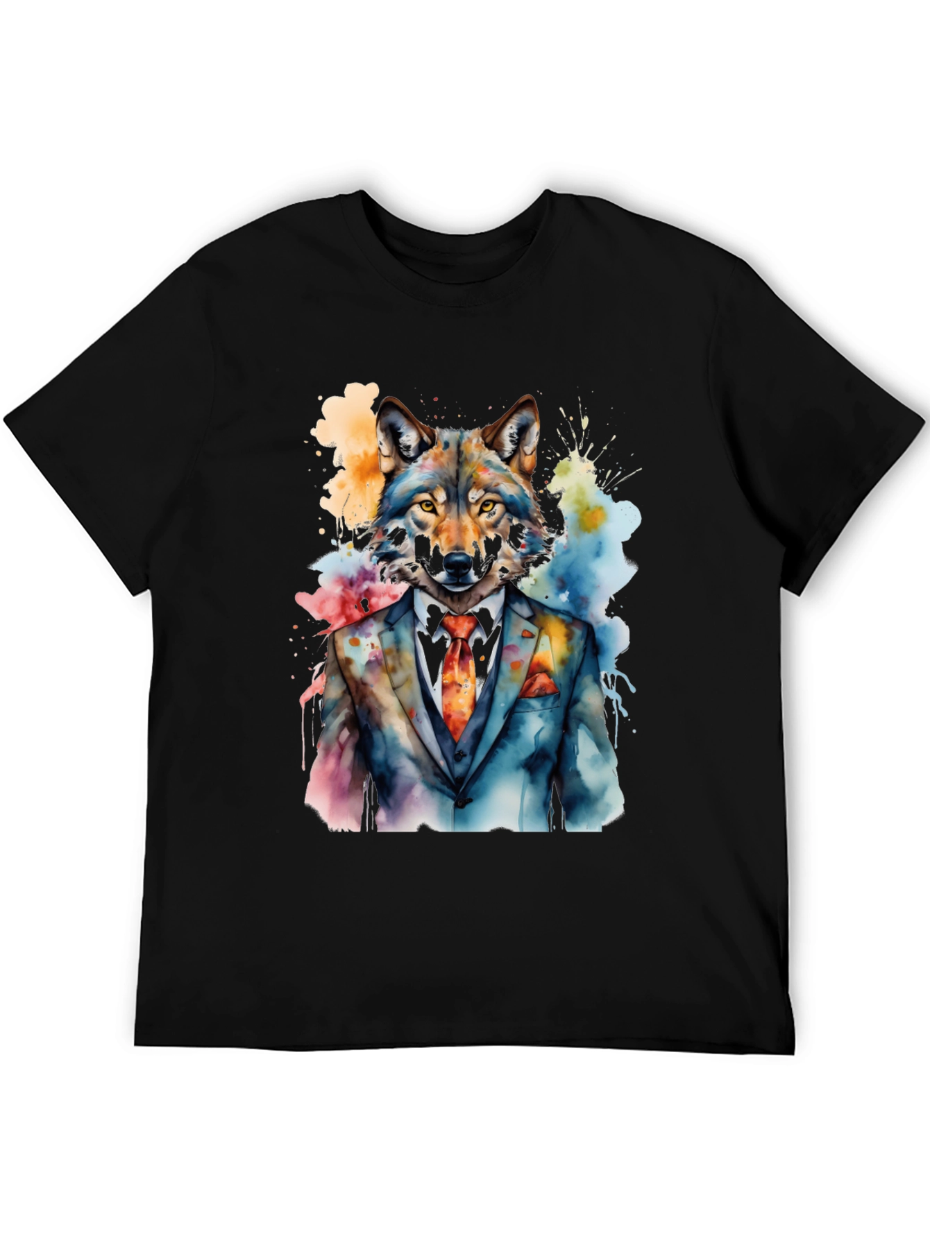 Wolf in Suit Graphic T-Shirt - Mens Black Tee