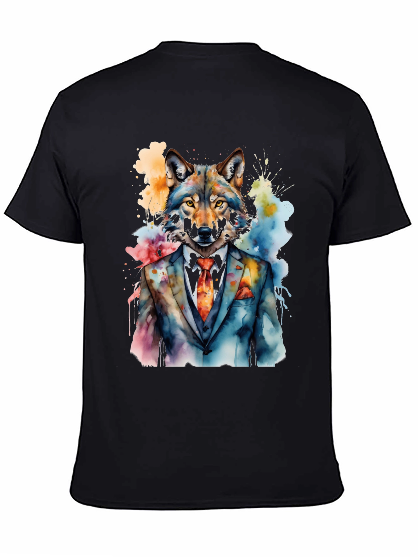Wolf in Suit Graphic T-Shirt - Mens Black Tee