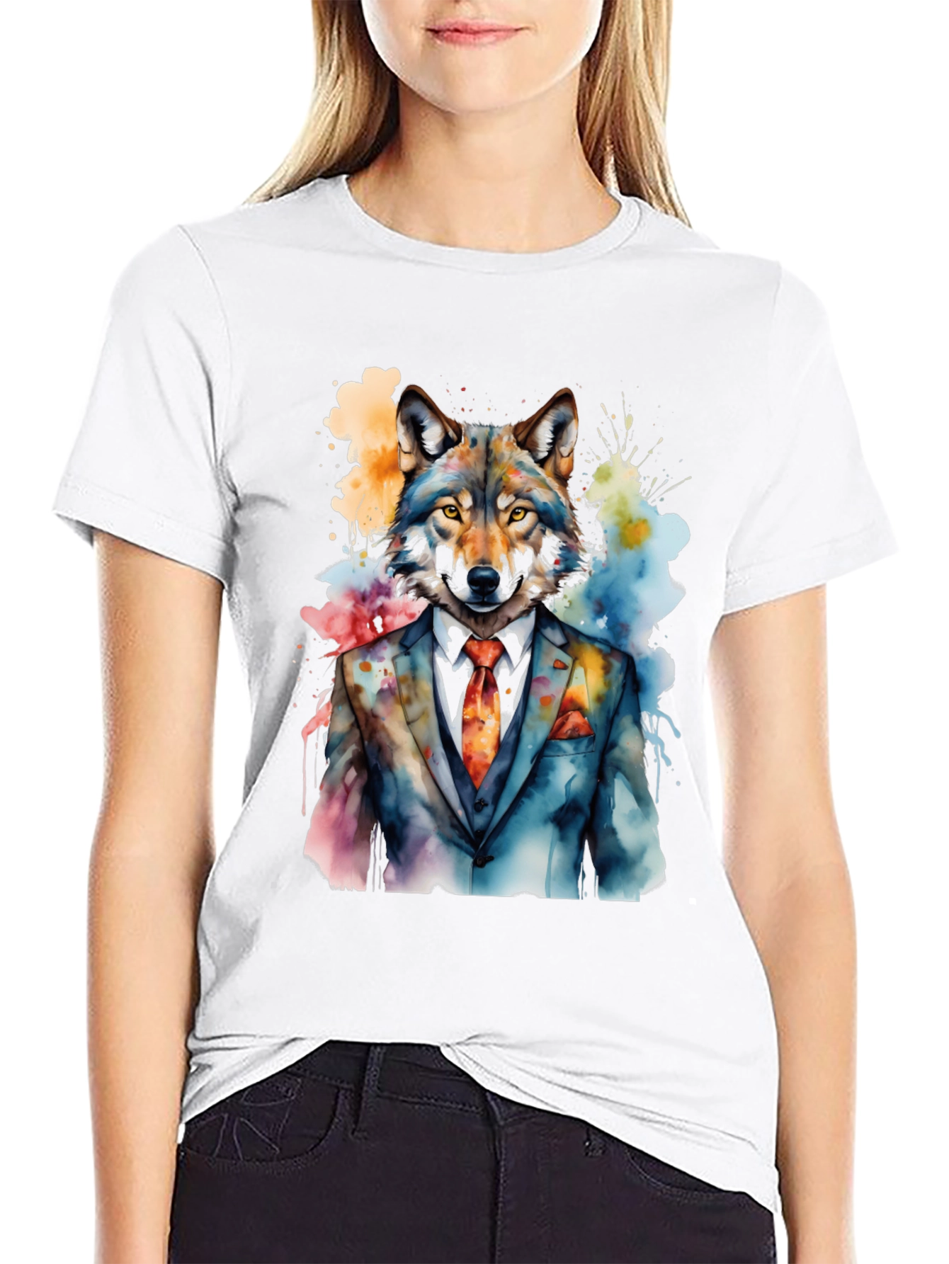 Wolf in Suit Graphic T-Shirt - Mens Black Tee