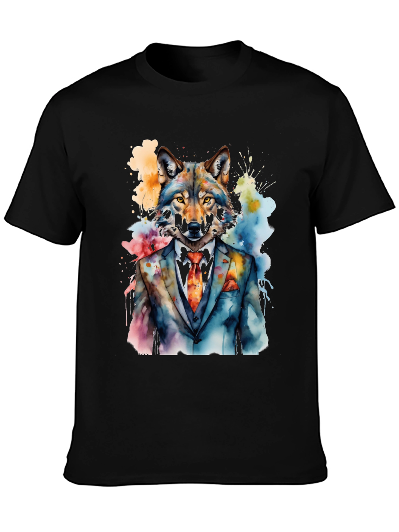 Wolf in Suit Graphic T-Shirt - Mens Black Tee