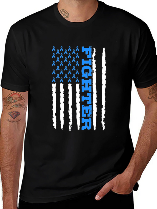 Fighter Ribbon American Flag Graphic T-Shirt