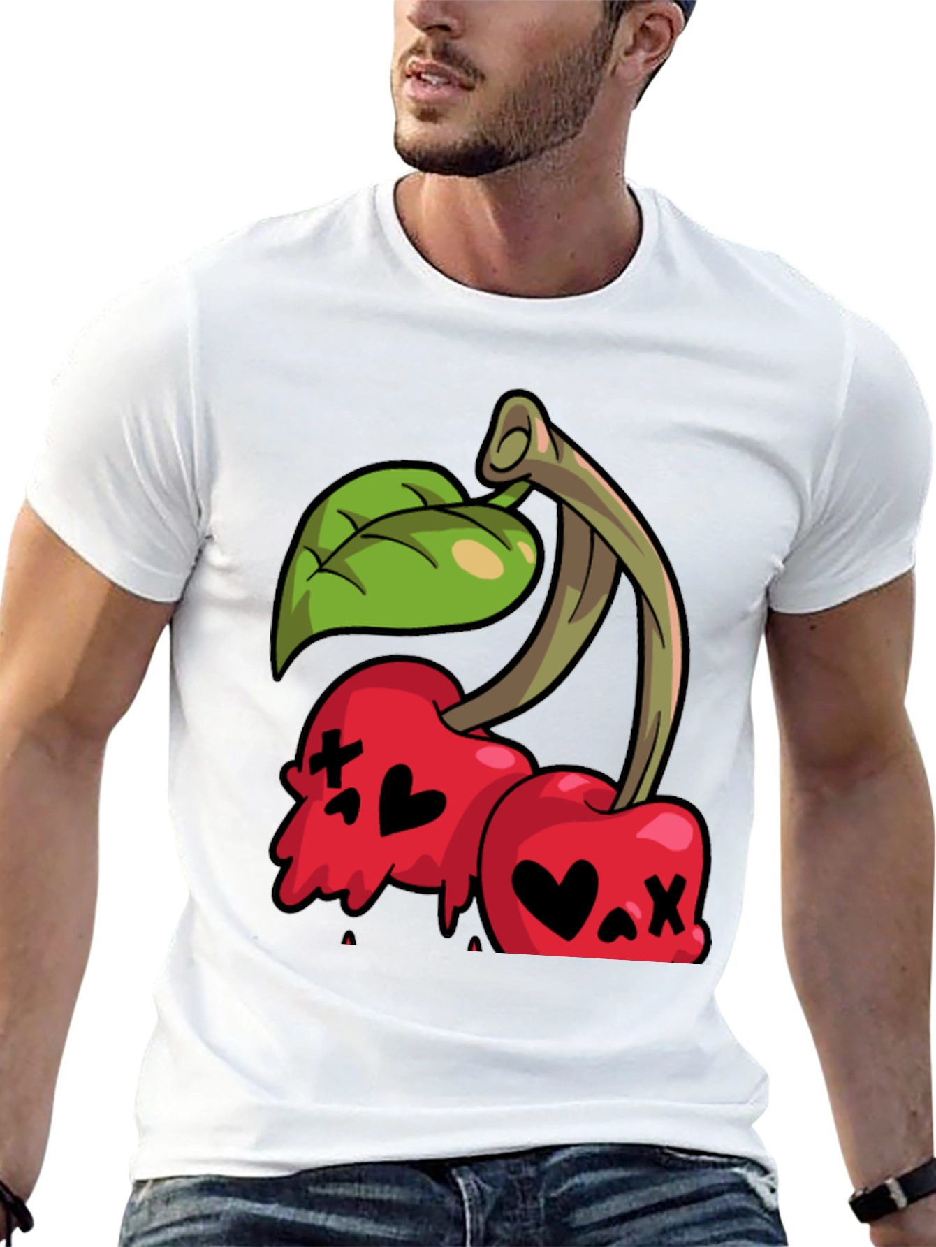Cherry Skull Graphic Tee - Edgy Style
