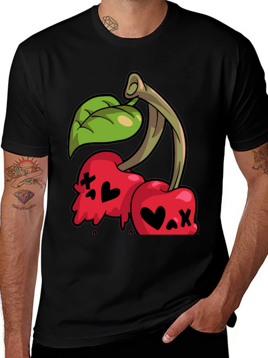 Cherry Skull Graphic Tee - Edgy Style